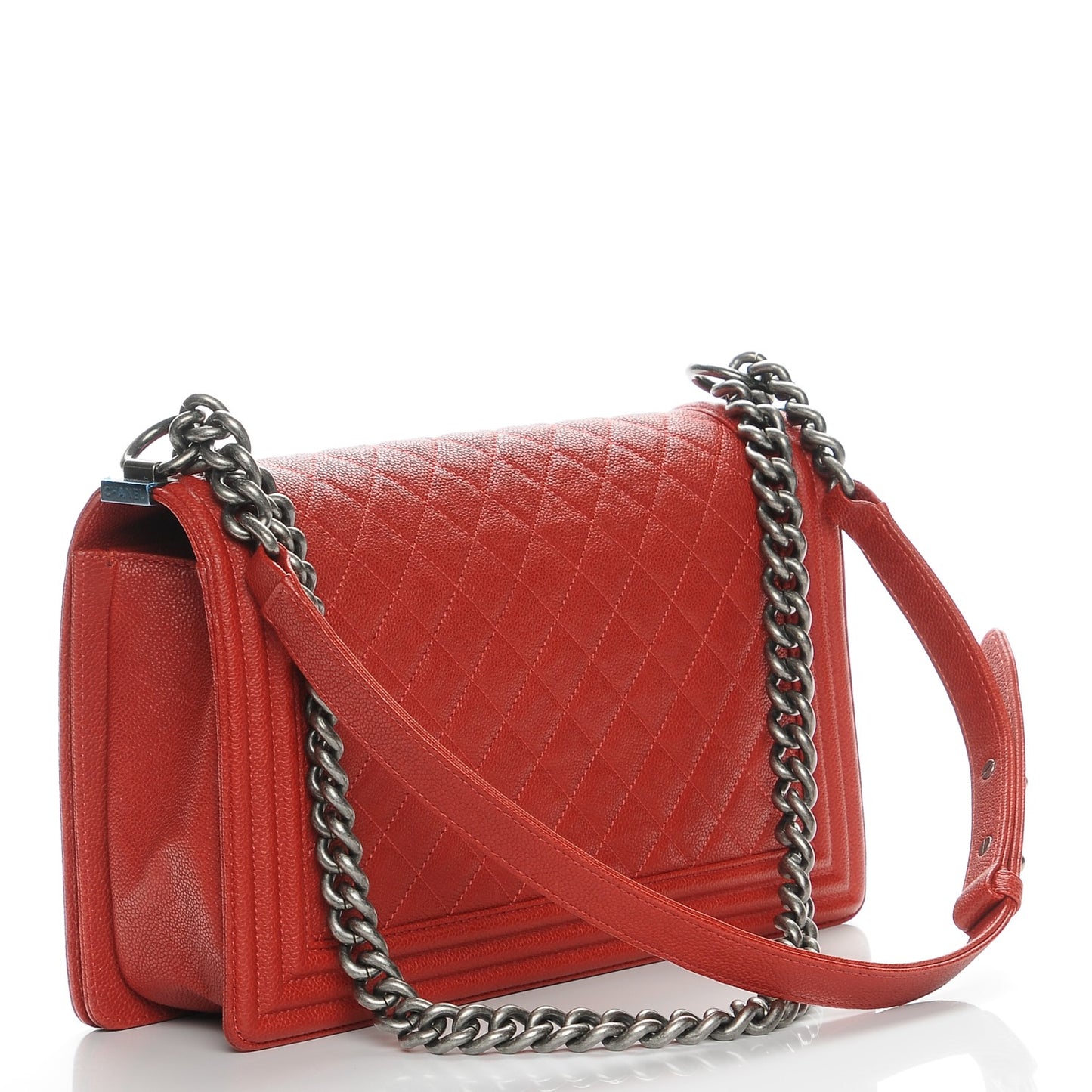 Caviar Quilted New Medium Boy Flap Red