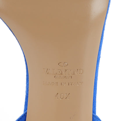 Valentino Garavani Suede Rockstud Ankle Strap 100mm Sandals 40.5 Blue 7 of 8
