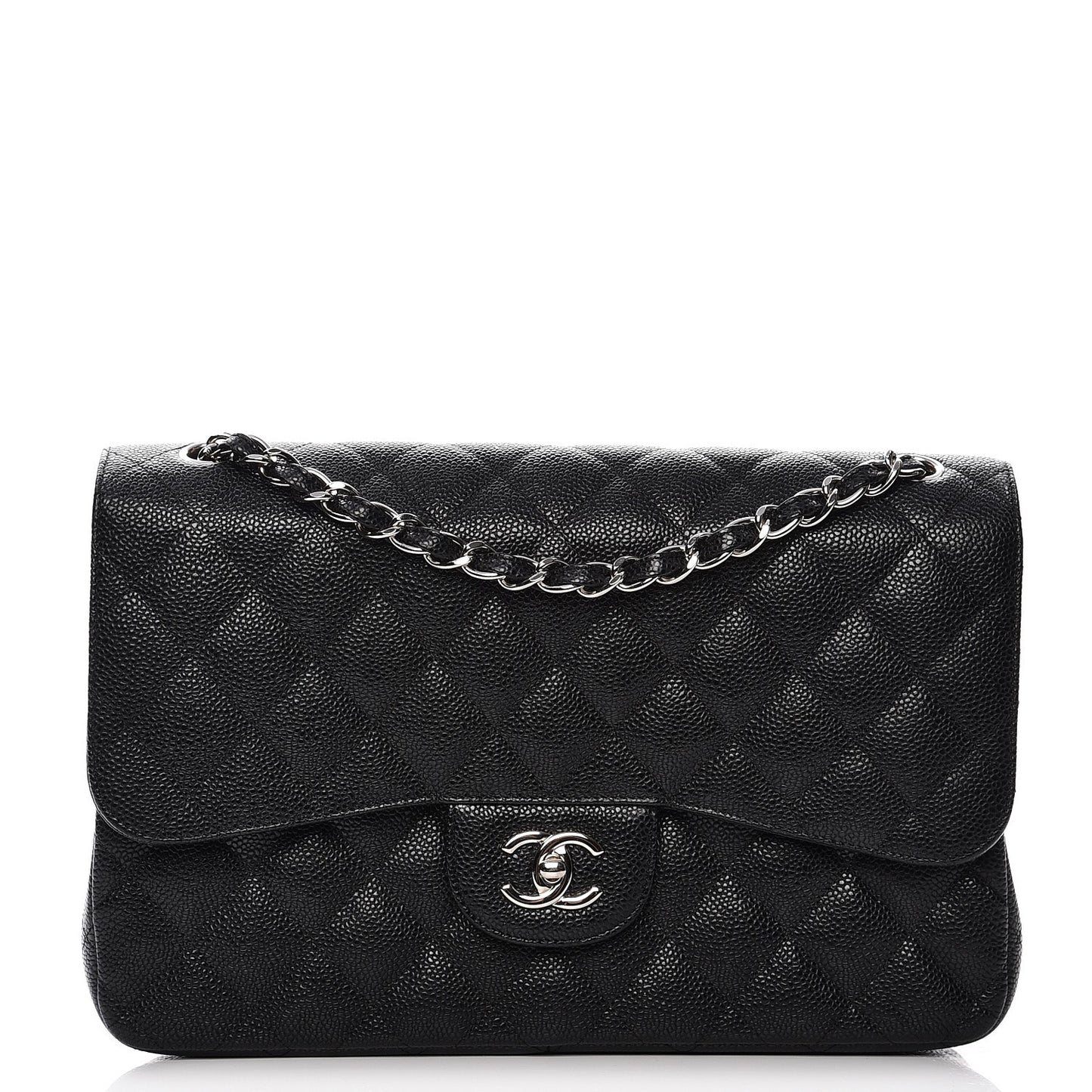 Caviar Quilted Jumbo Double Flap Black