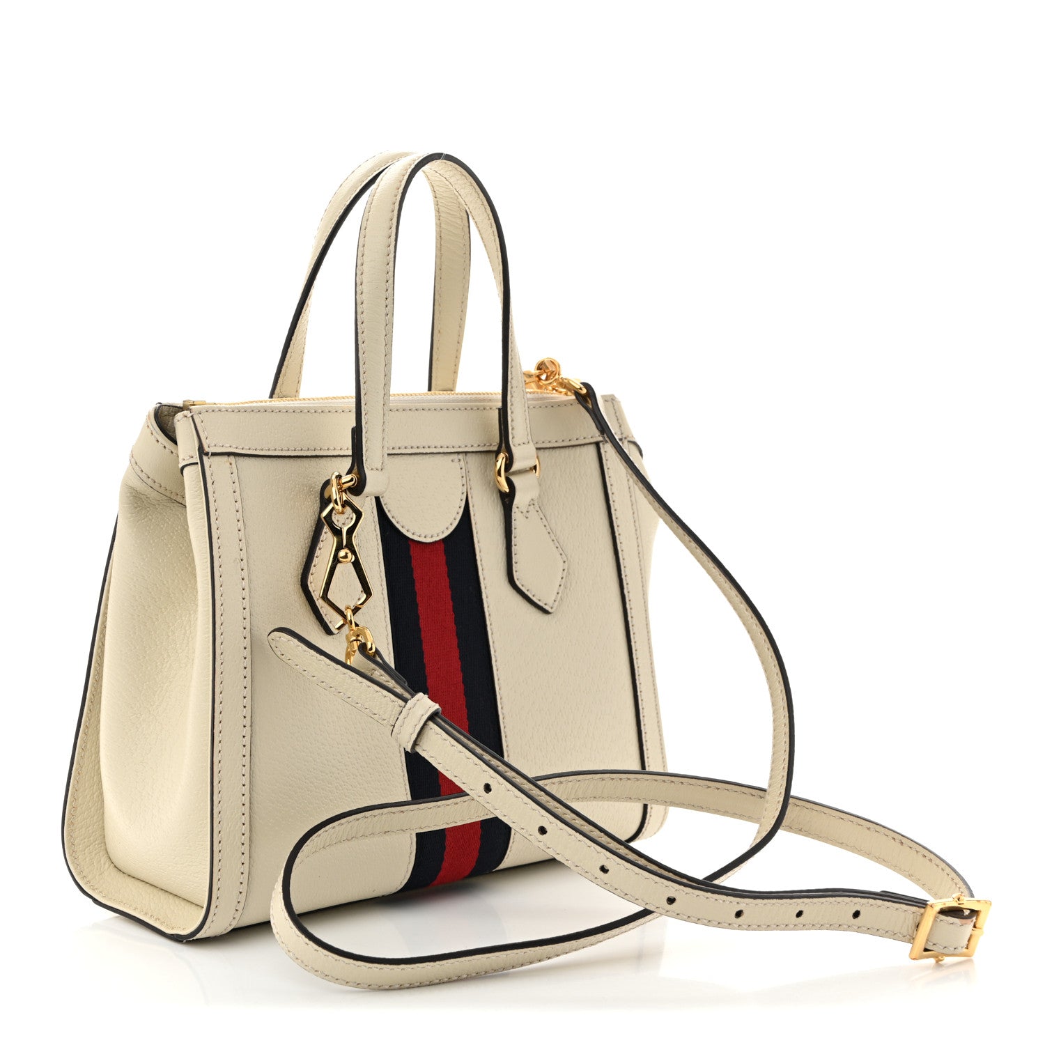 Gucci Textured Calfskin Web Small Ophidia Tote Bag Mystic White 3 of 12