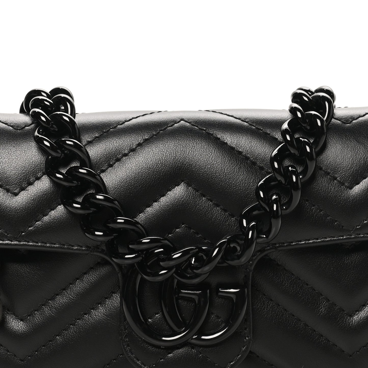 Calfskin Matelasse Monochrome GG Marmont Chain Belt Bag Black