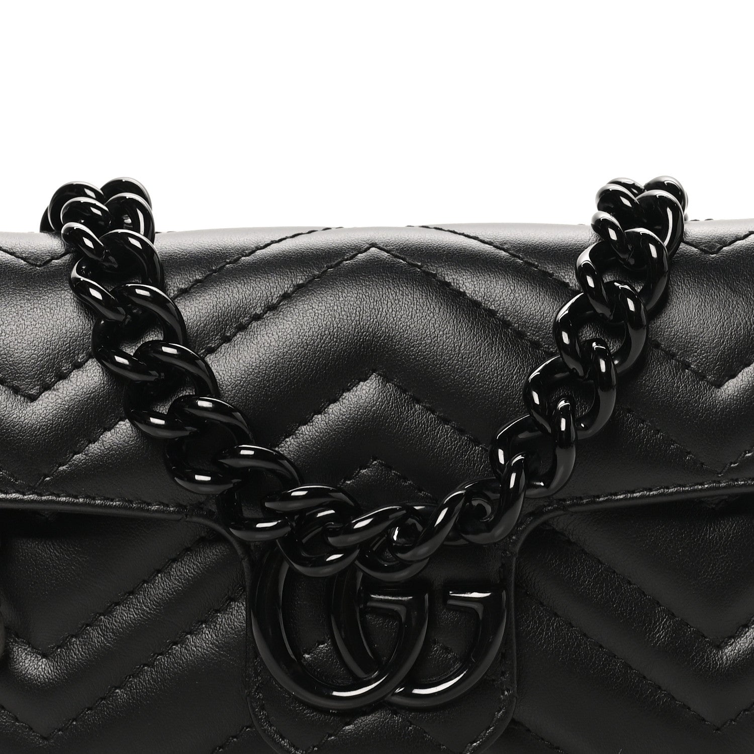 Gucci Calfskin Matelasse Monochrome GG Marmont Chain Belt Bag Black 8 of 11