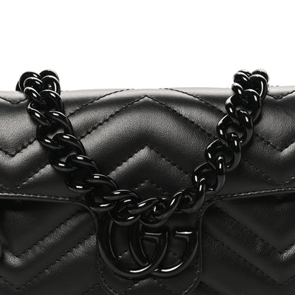 Gucci Calfskin Matelasse Monochrome GG Marmont Chain Belt Bag Black 8 of 11