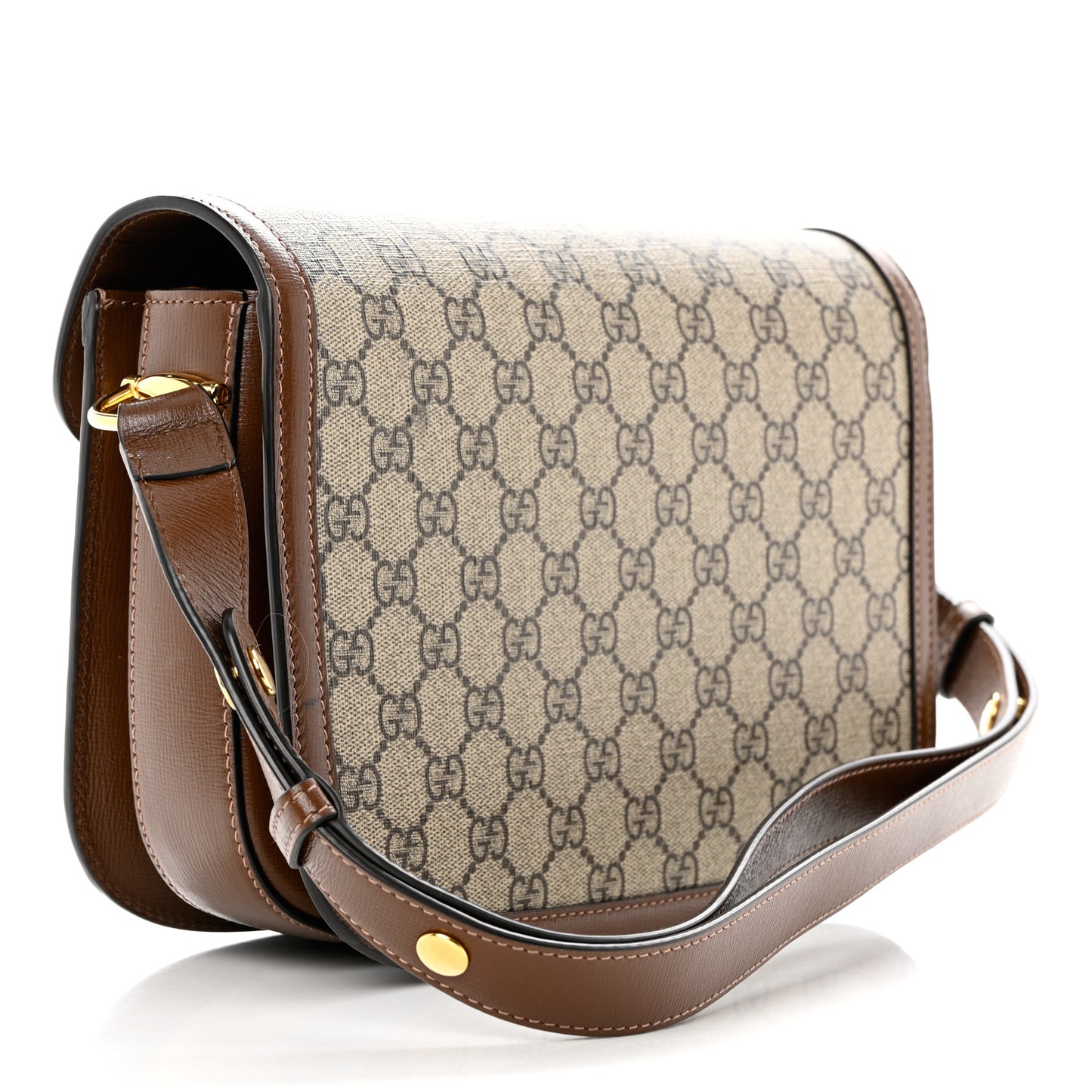 GG Supreme Monogram Horsebit 1955 Shoulder Bag Beige Brown Sugar