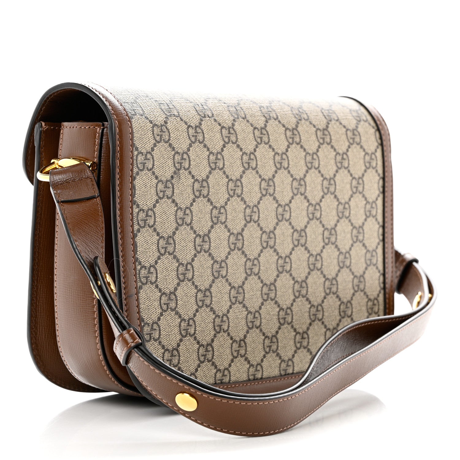 Gucci GG Supreme Monogram Horsebit 1955 Shoulder Bag Beige Brown Sugar 3 of 11