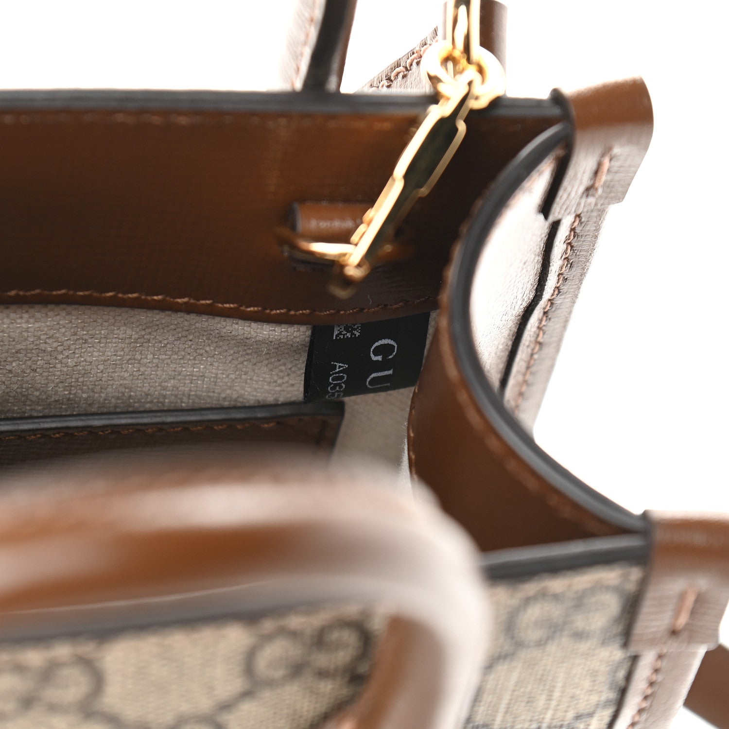 Gucci GG Supreme Monogram Azalea Calfskin Mini Retro Interlocking G Tote Bag Beige Ebony Brown Sugar 6 of 9