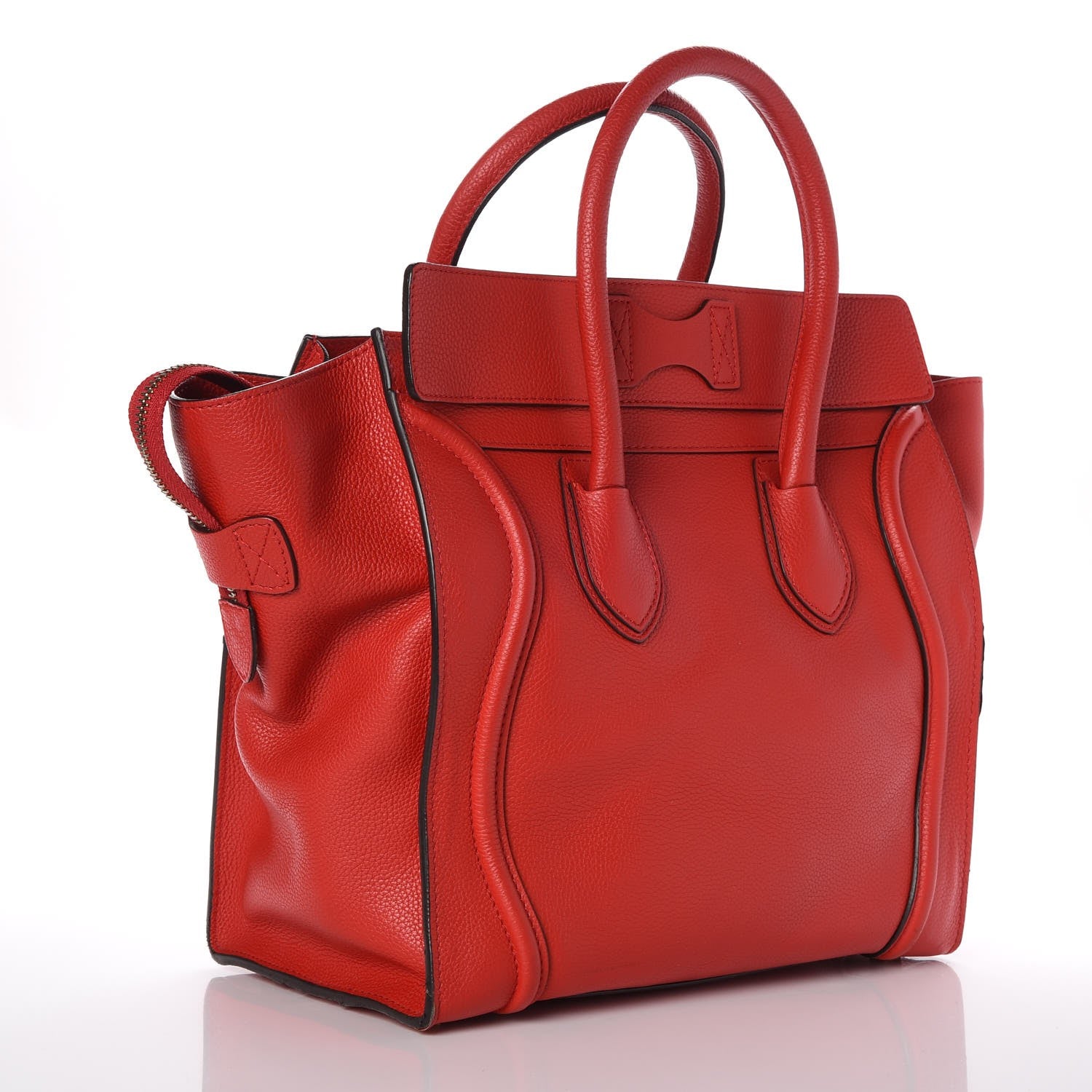 Celine Drummed Calfskin Mini Luggage Coquelicot 3 of 13
