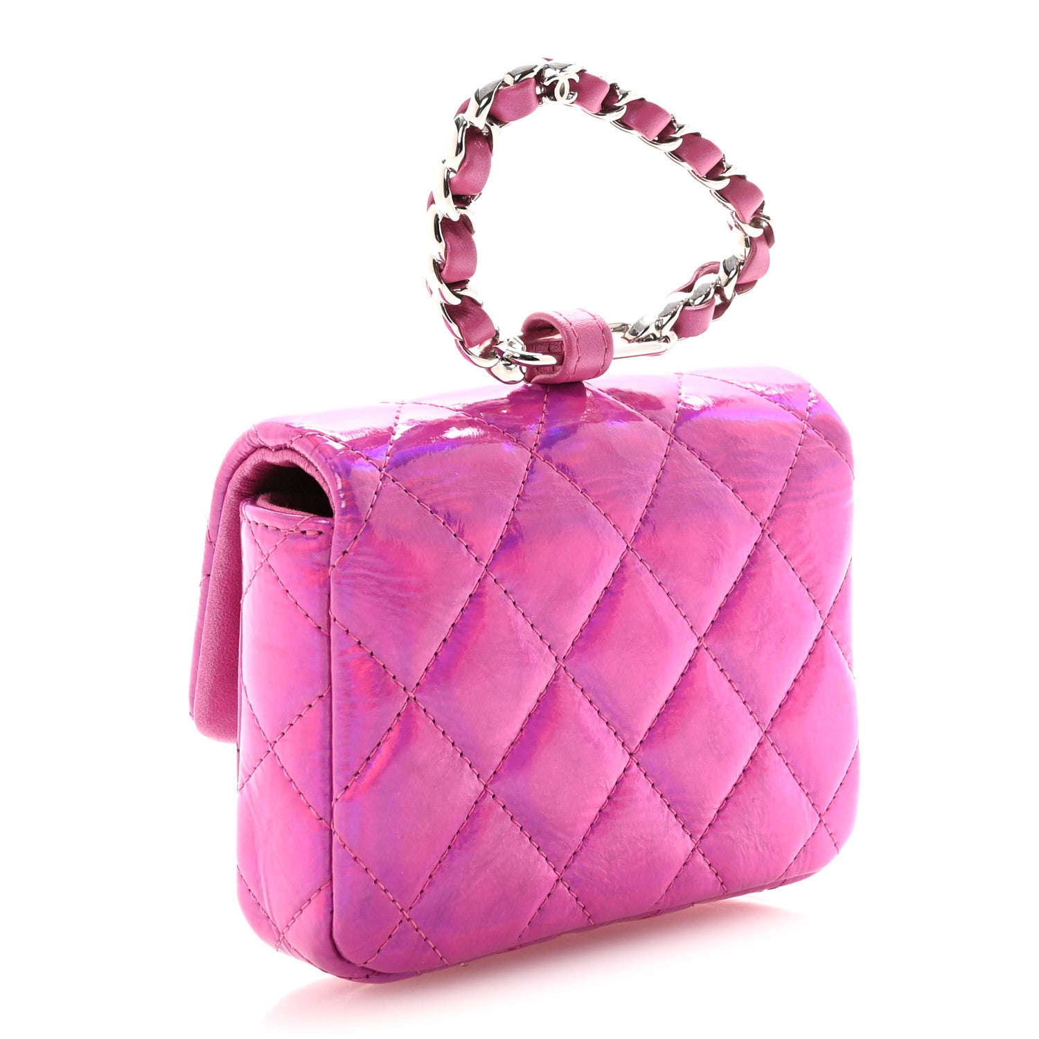 Chanel Patent Lambskin Quilted CC Hook Card Holder Pink 2 of 10