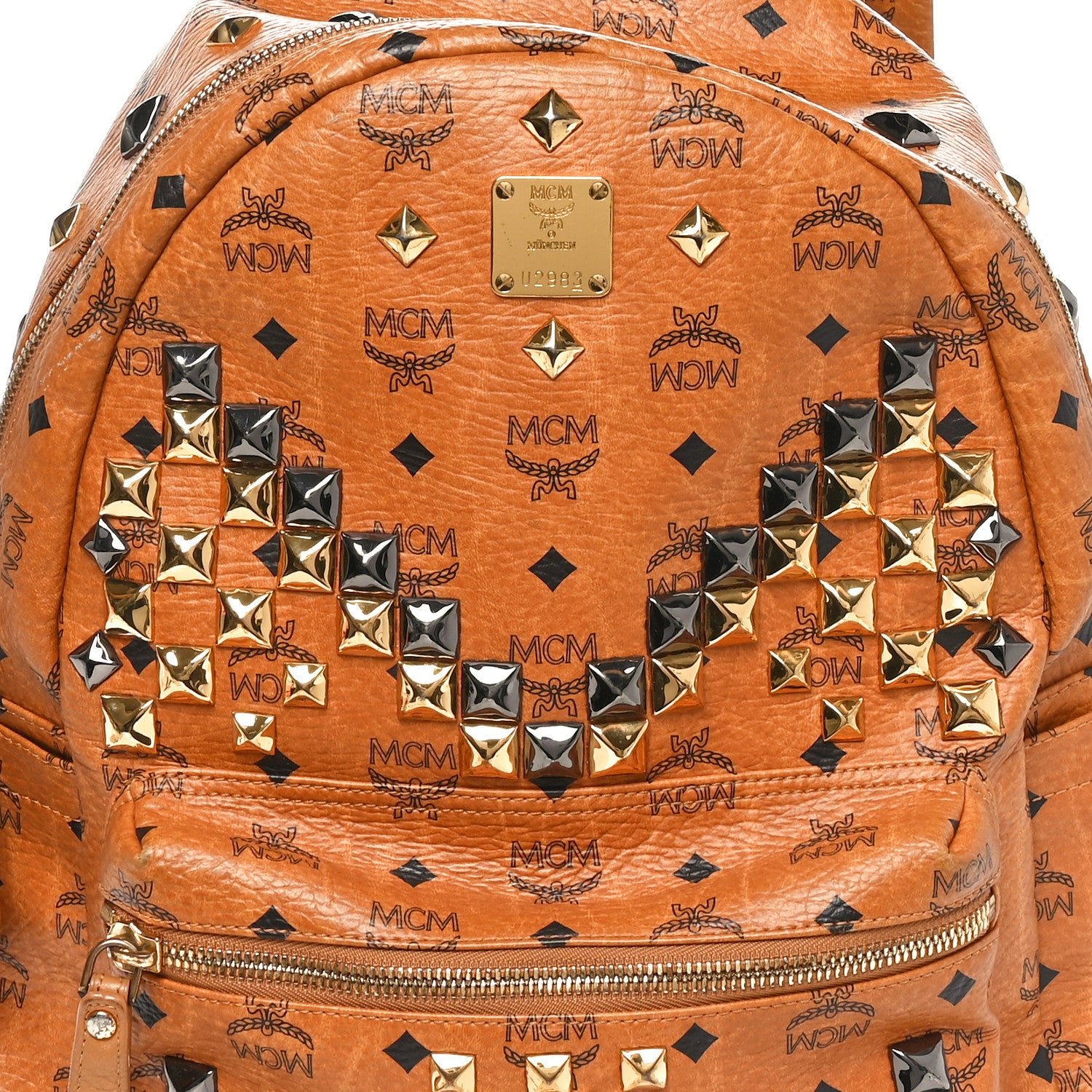 MCM Visetos Studded Medium Stark M Backpack Cognac 8 of 10