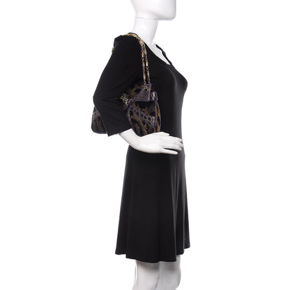 Gucci Velvet Alligator Tom Ford Jeweled Dragon Shoulder Bag Purple Gold 2 of 11