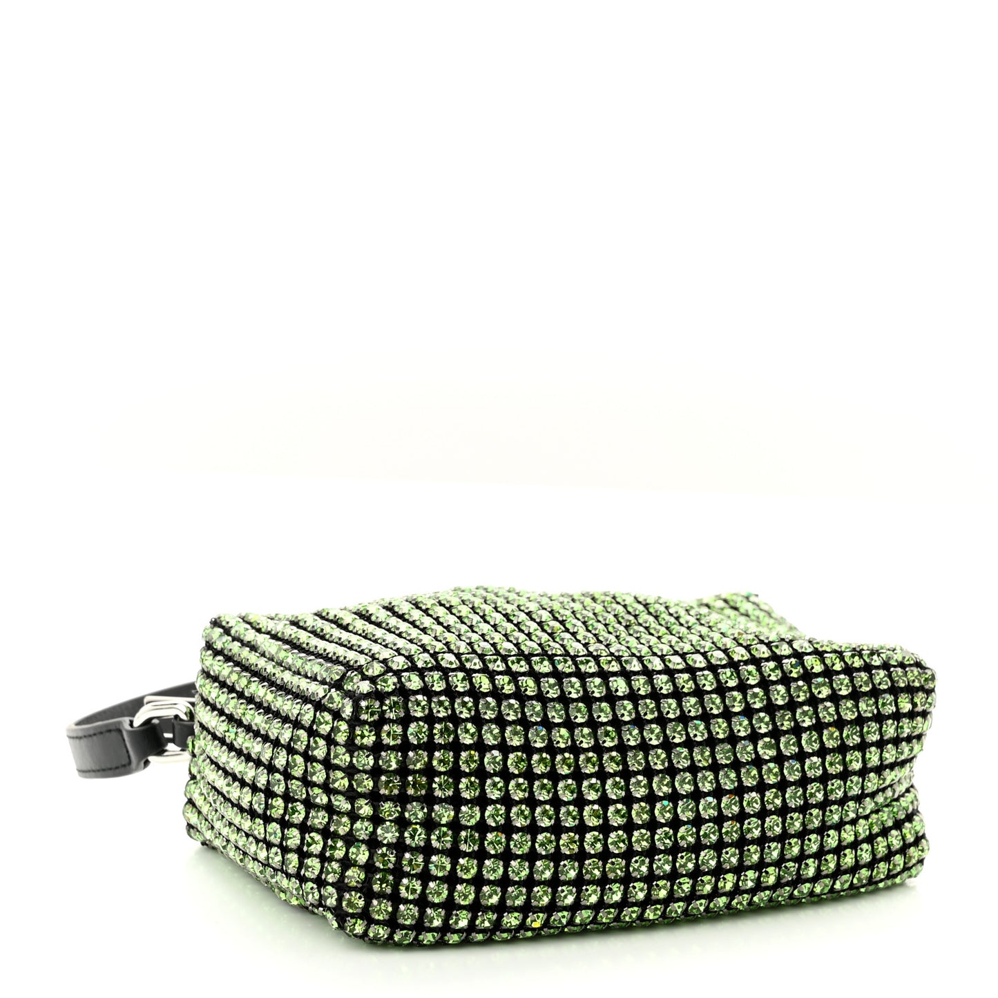 Mesh Crystal Rhinestone Mini Heiress Pouch Green