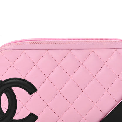 Chanel Calfskin Quilted Cambon Pochette Pink Black 8 of 13