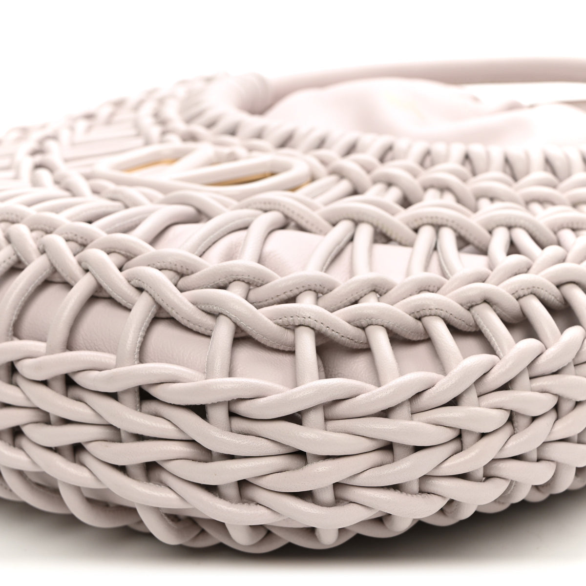 Lambskin Vlogo Macrame Tote Lilac Ash