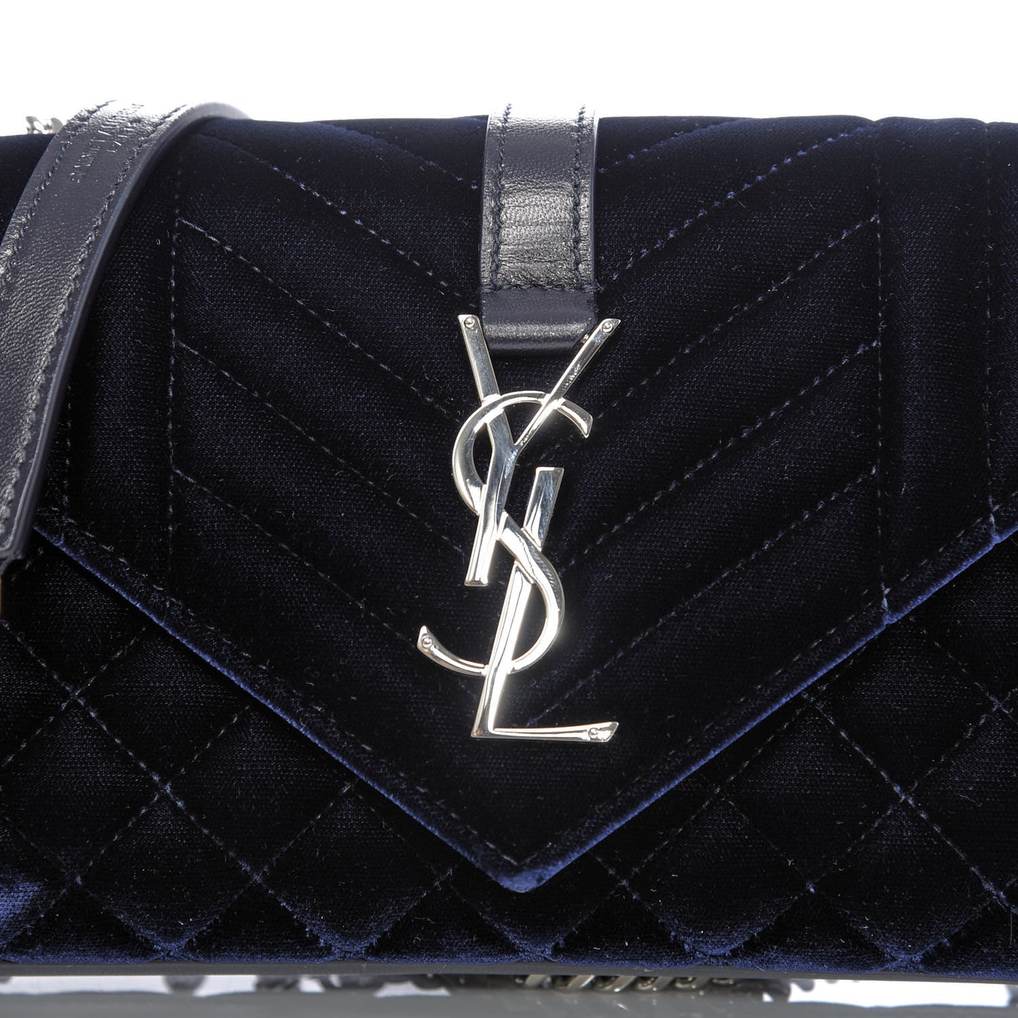 Velvet Matelasse Triquilt Small Monogram Satchel Navy