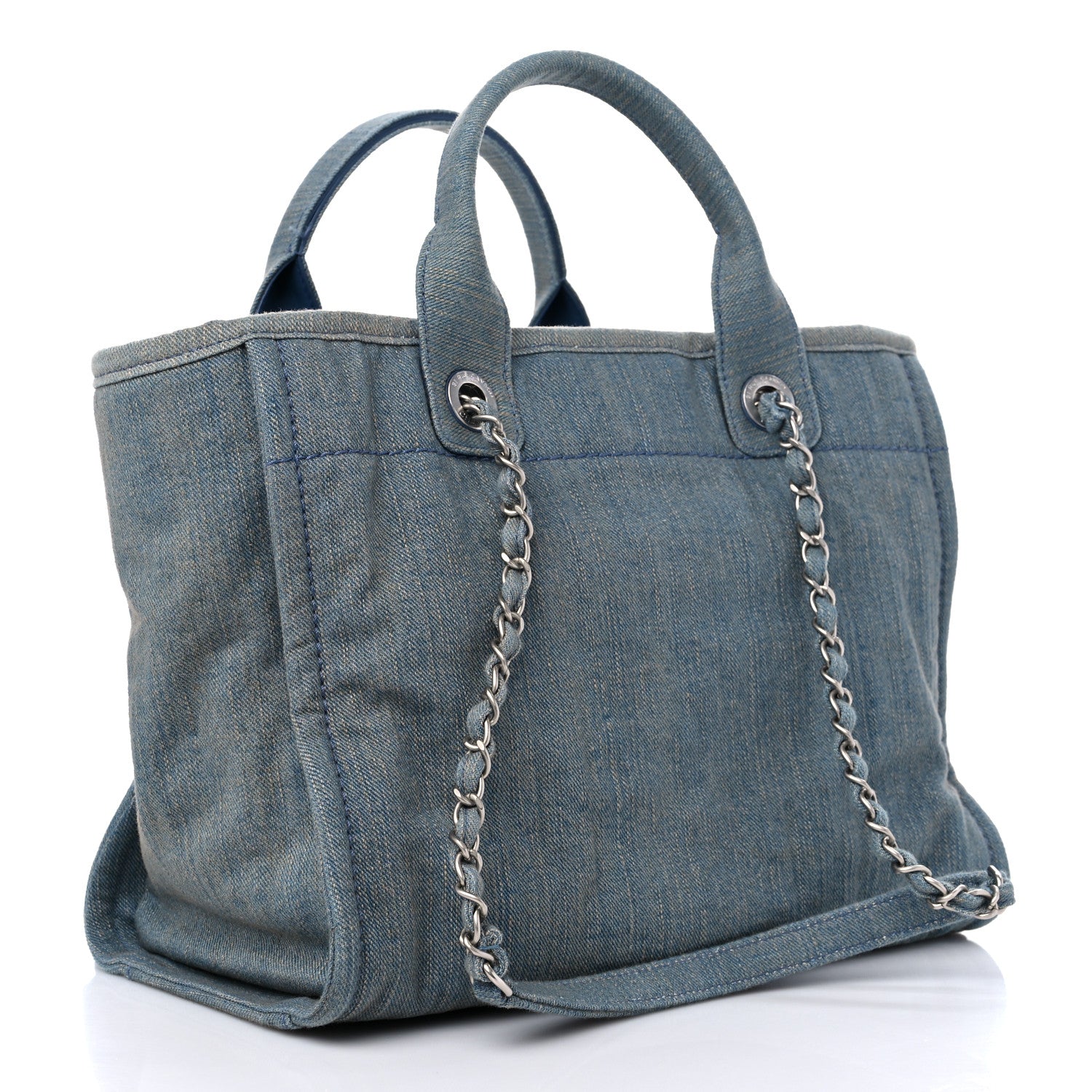 Chanel Denim Small Deauville Tote Light Blue 4 of 12