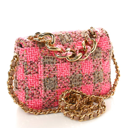 Chanel Wool Tweed Quilted Small Elegant Chain Flap Pink Brown 3 of 11