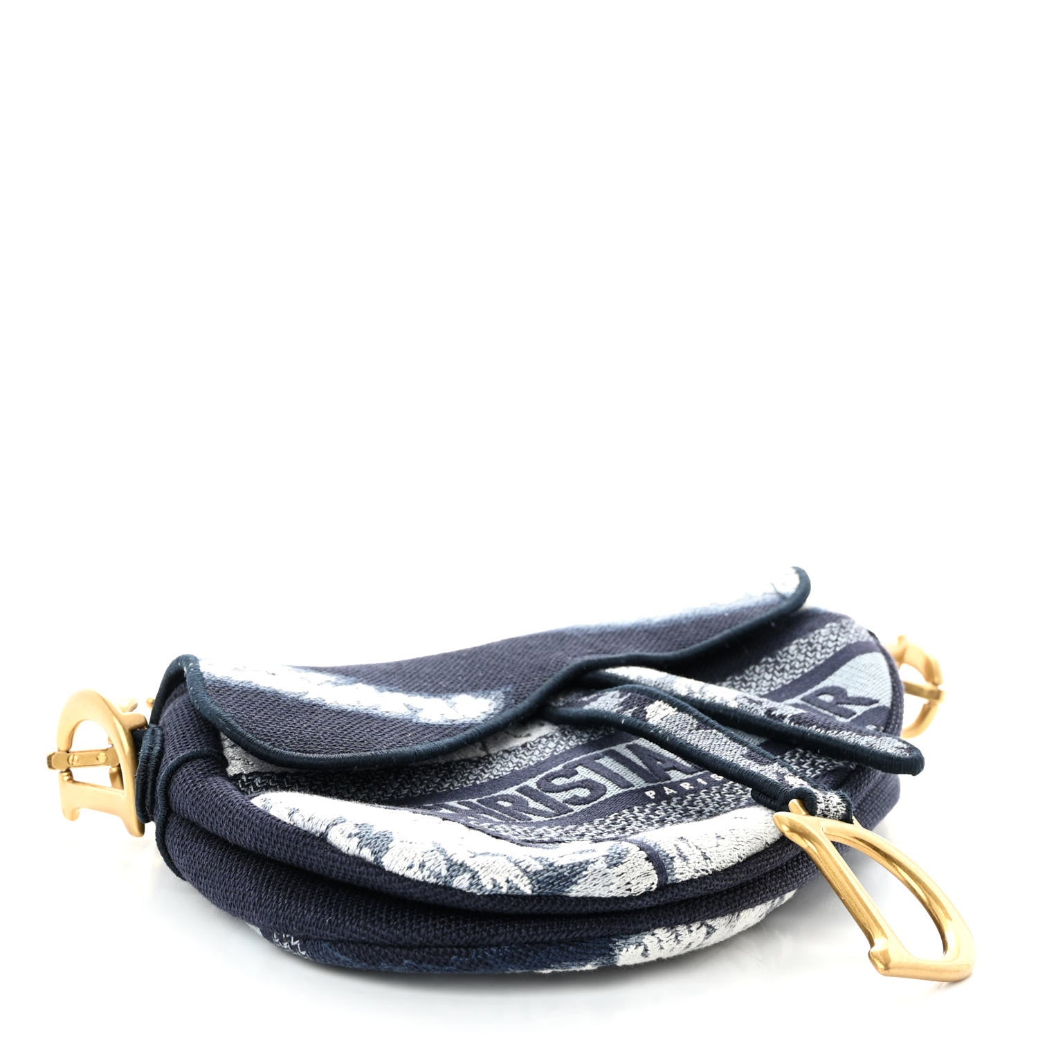 Christian Dior Canvas Embroidered Tie Dye Saddle Bag Blue Multicolor 4 of 10