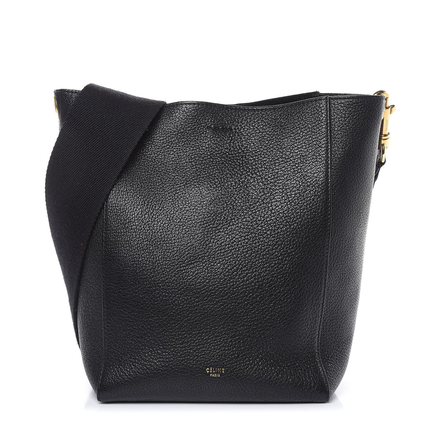 Soft Grained Calfskin Small Sangle Bucket Bag Black