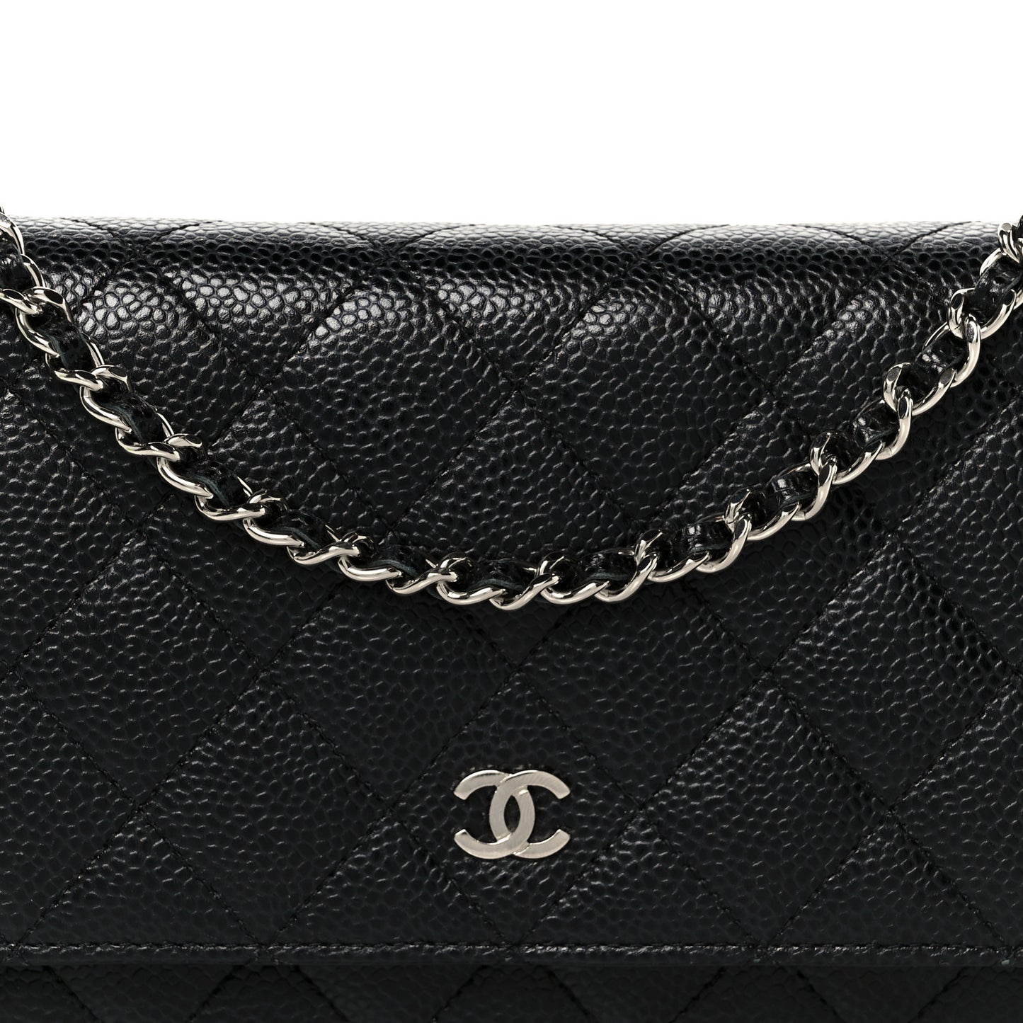 Caviar Quilted Wallet on Chain WOC Black