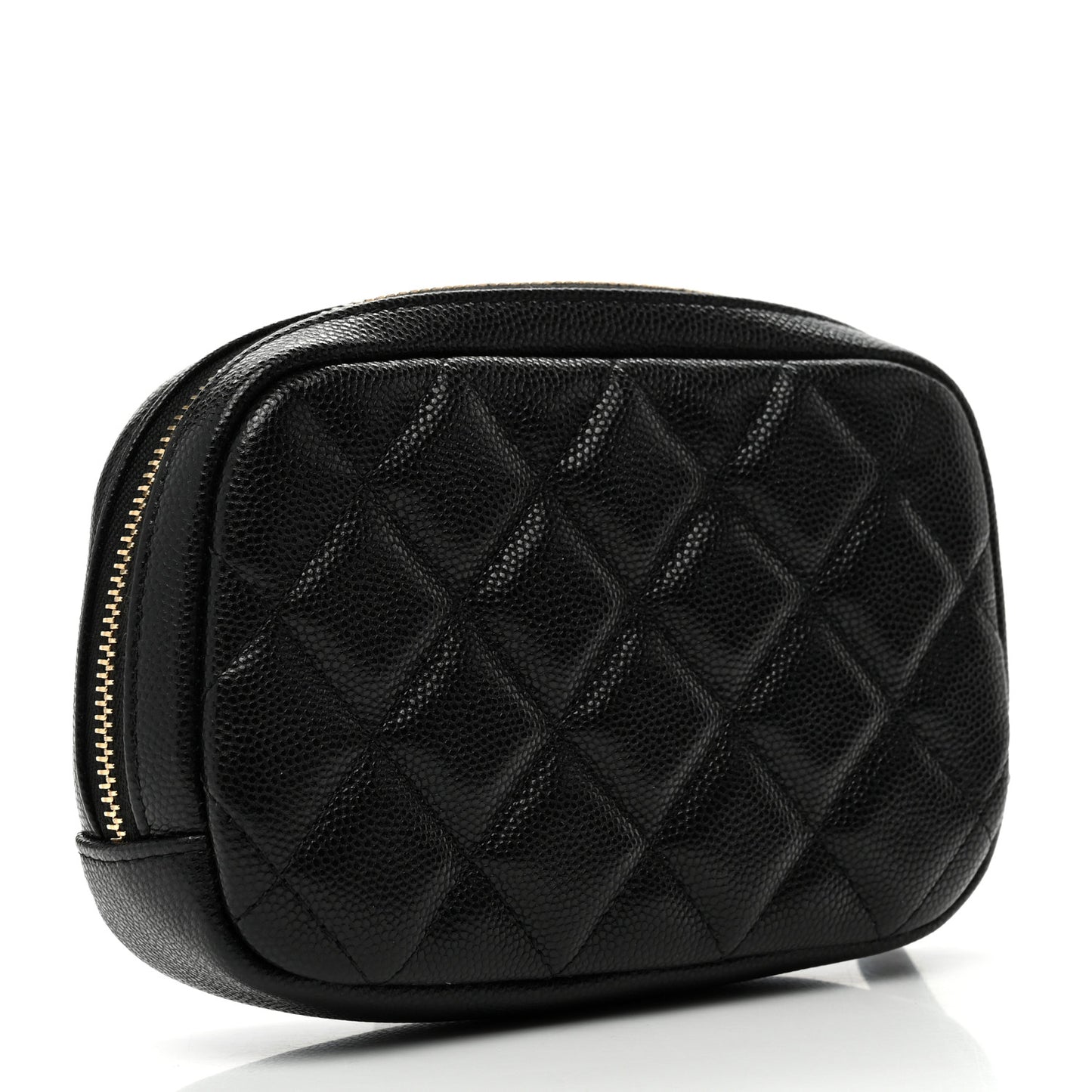 Caviar Quilted Small Curvy Pouch Cosmetic Case Black