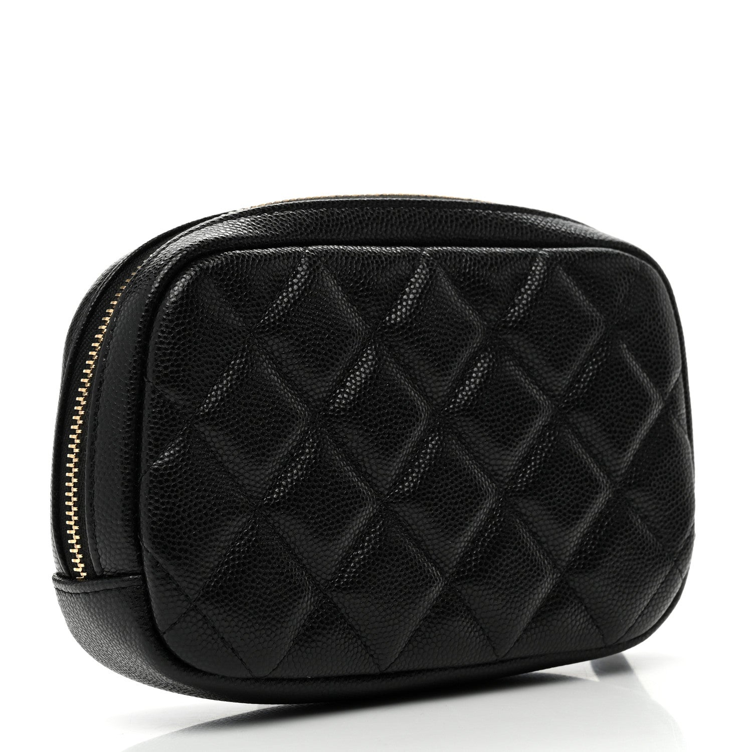 Chanel Caviar Quilted Small Curvy Pouch Cosmetic Case Black 3 of 8
