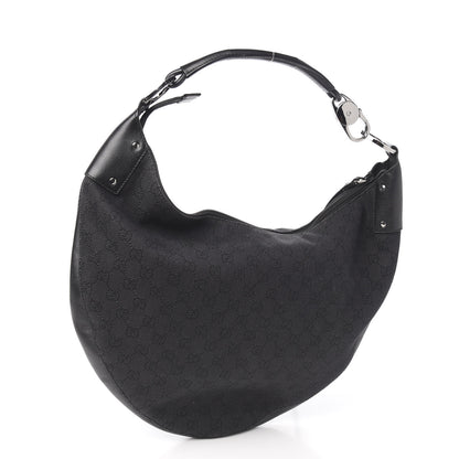 Gucci Denim Monogram Half Moon Hobo Black 2 of 9