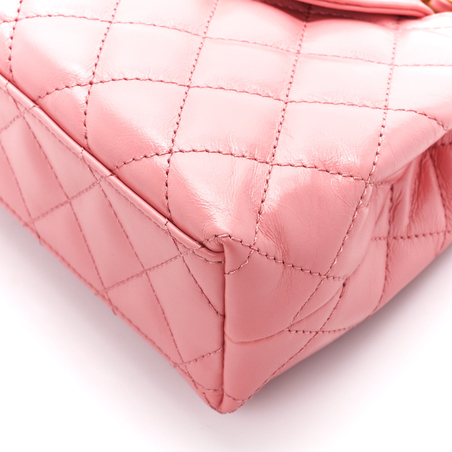 Chanel Shiny Aged Calfskin Quilted Nano Kelly Shopper Coral Pink 10 of 10