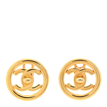Chanel CC Turnlock Large Clip On Earrings Gold 1 of 4