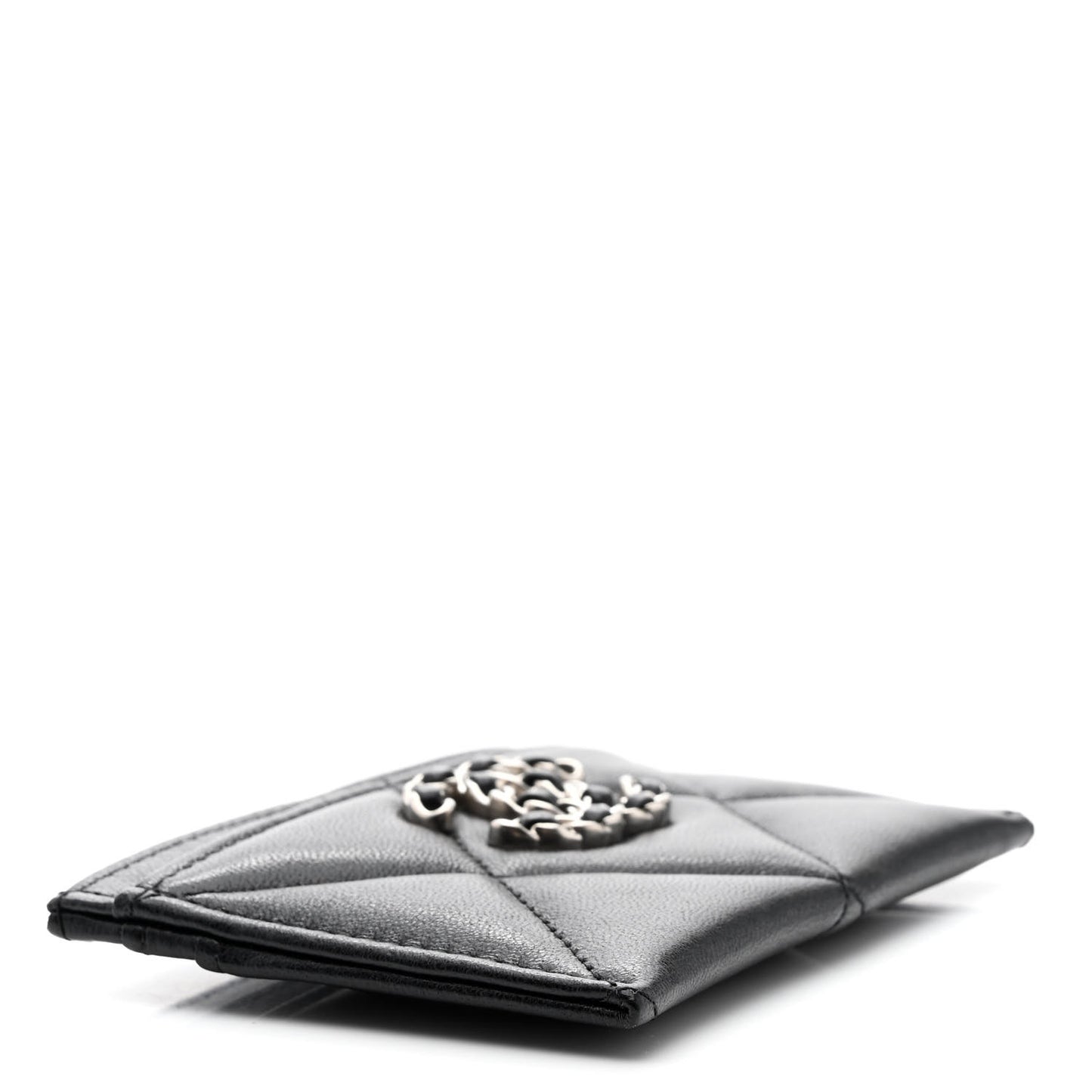 Lambskin Quilted Chanel 19 Card Holder Black
