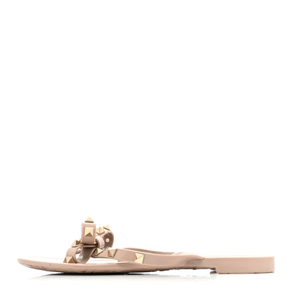 Valentino Garavani PVC Jelly Rockstud Bow Thong Sandals 37 Poudre 1 of 9