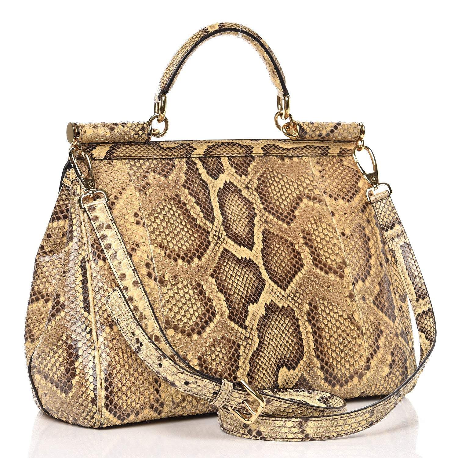 Dolce & Gabbana Python Large Miss Sicily Satchel Beige 3 of 11