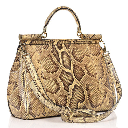 Dolce & Gabbana Python Large Miss Sicily Satchel Beige 3 of 11