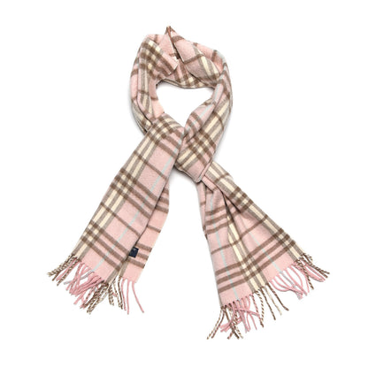 Burberry Cashmere Check Fringe Scarf Pink 1 of 4