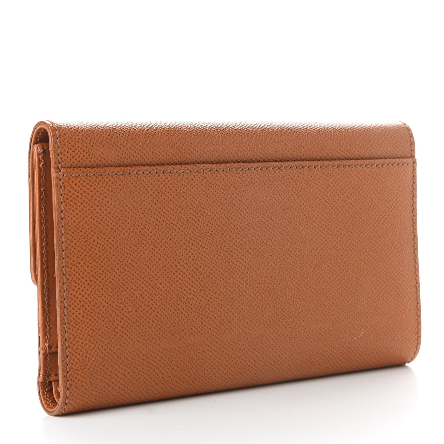 Grained Calfskin CC Flap Wallet Orange