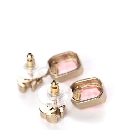 Chanel Crystal CC Drop Earrings Pink Gold 3 of 5