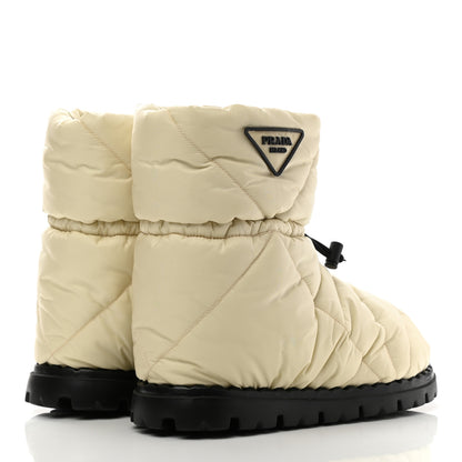 Prada Re-Nylon Piuma Triangle Logo Padded Drawcord 20mm Snow Boots 37 Avorio 4 of 8