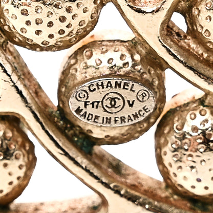 Chanel Pearl Crystal CC Brooch Gold Pearly White 3 of 4