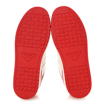 Prada Vitello Sport Spazzolato Rois Triangle Logo Womens Downtown Low Top 30mm Sneakers 38.5 White Lacca 6 of 11