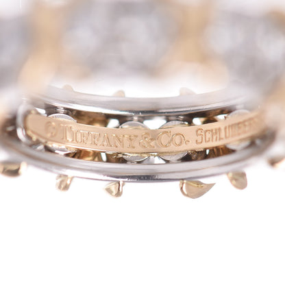 Tiffany 18K Yellow Gold Platinum Diamond Schlumberger Sixteen Stone Ring 50 5.25 4 of 5