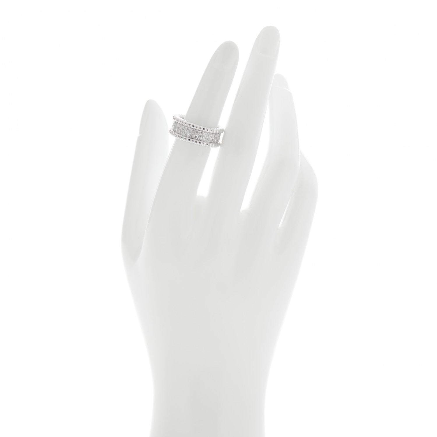 Van Cleef & Arpels 18K White Gold Diamond Perlee 3-Row Ring 51 5.75 2 of 5