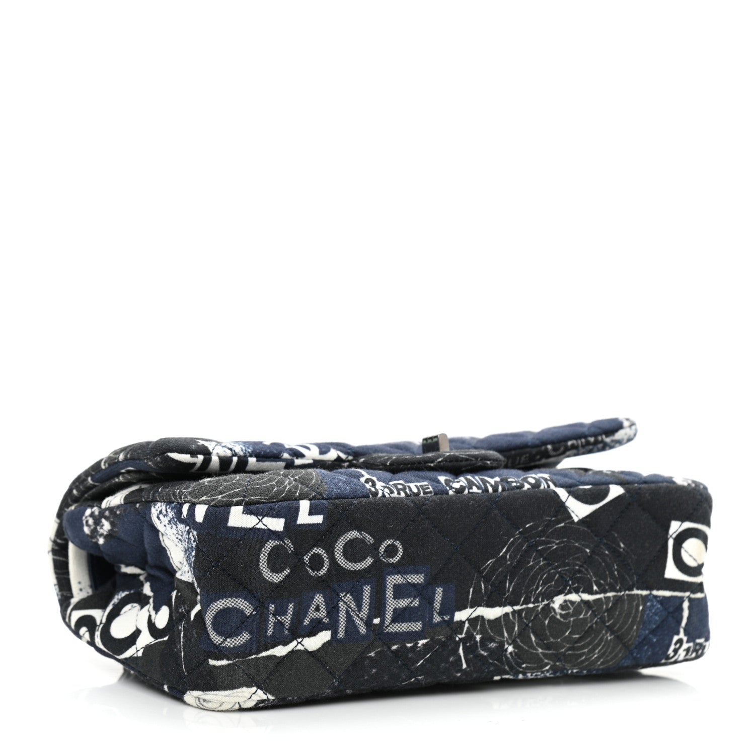Chanel Jersey Quilted Graffiti Reissue 225 Flap Navy Blue 4 of 10