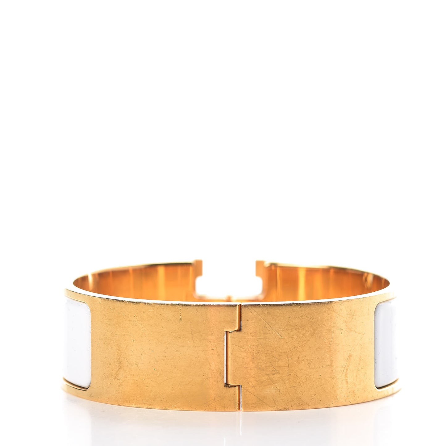 Enamel Wide Clic Clac H Bracelet GM White