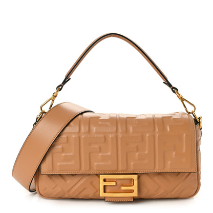 Fendi Nappa FF 1974 Embossed Baguette Miele Scuro 1 of 8