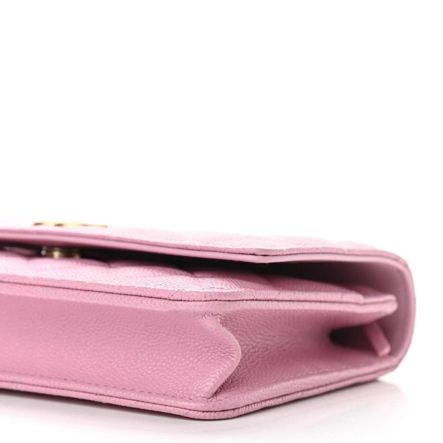 Shiny Caviar Quilted Pick Me Up Wallet On Chain WOC Pink