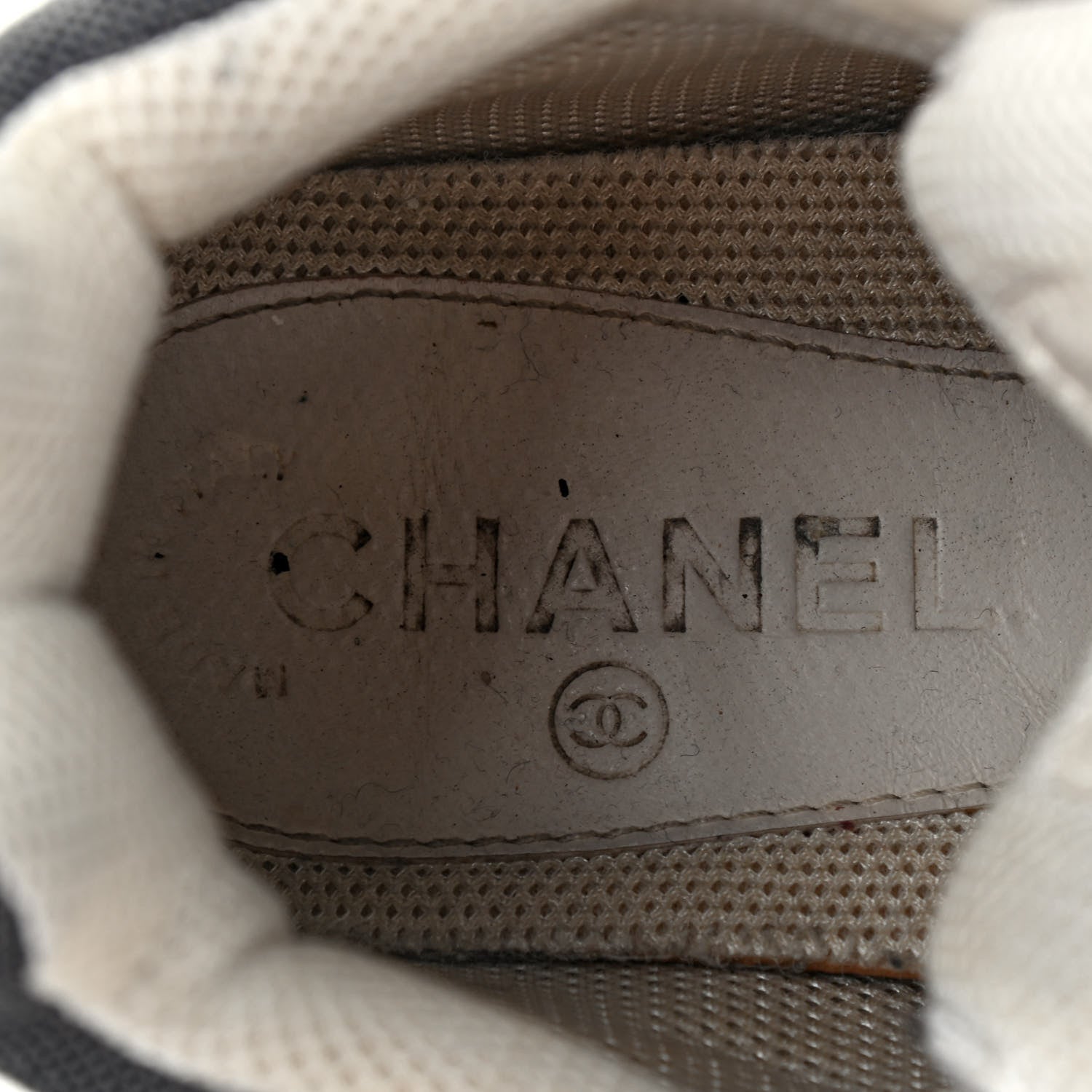 Chanel Canvas Goatskin CC High Top Sneakers 38 Black White 6 of 9