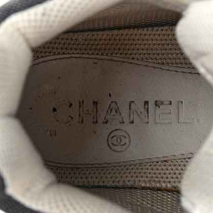 Chanel Canvas Goatskin CC High Top Sneakers 38 Black White 6 of 9