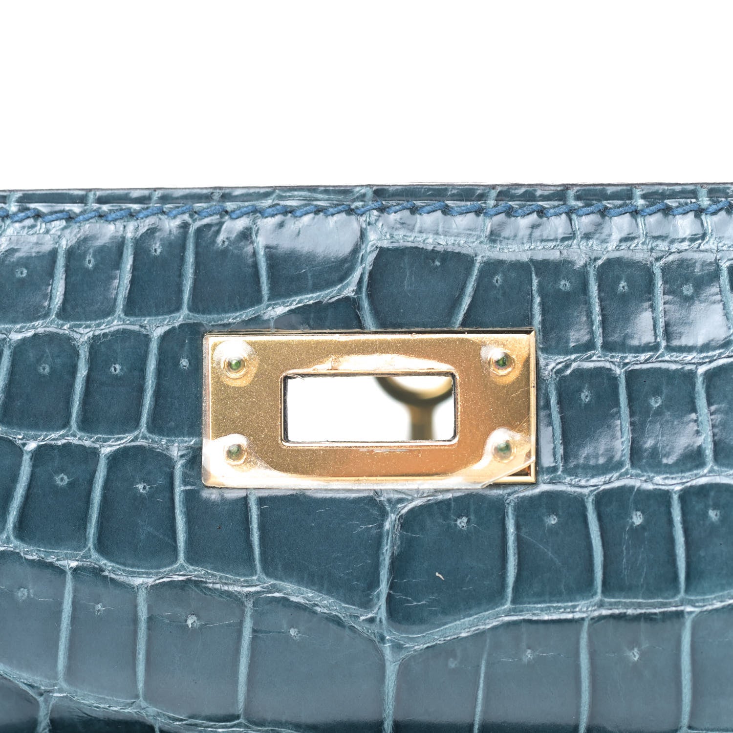 Hermes Shiny Porosus Crocodile Kelly Cut Pochette Colvert 21 of 23