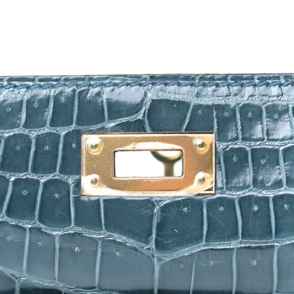 Hermes Shiny Porosus Crocodile Kelly Cut Pochette Colvert 21 of 23