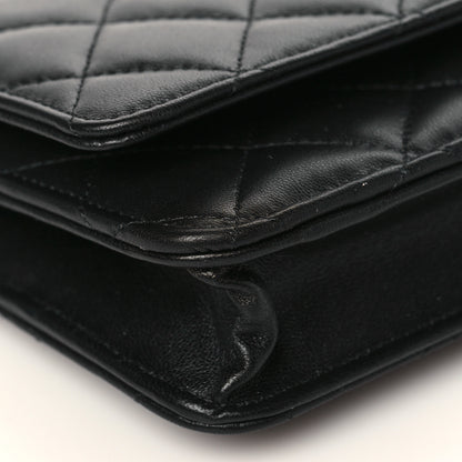 Chanel Lambskin Quilted Wallet On Chain WOC Black 9 of 11