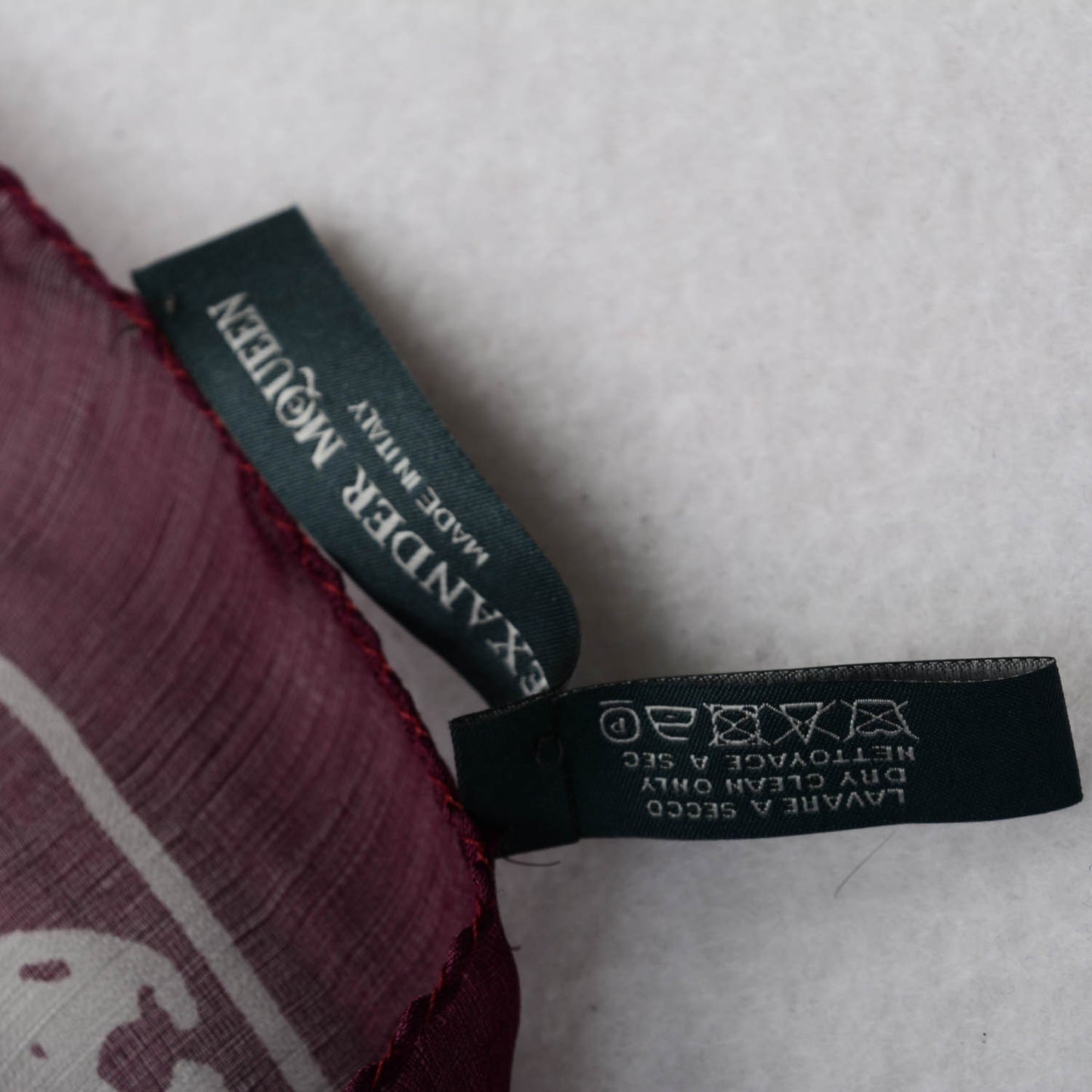 Silk Chiffon Skull Scarf Burgundy